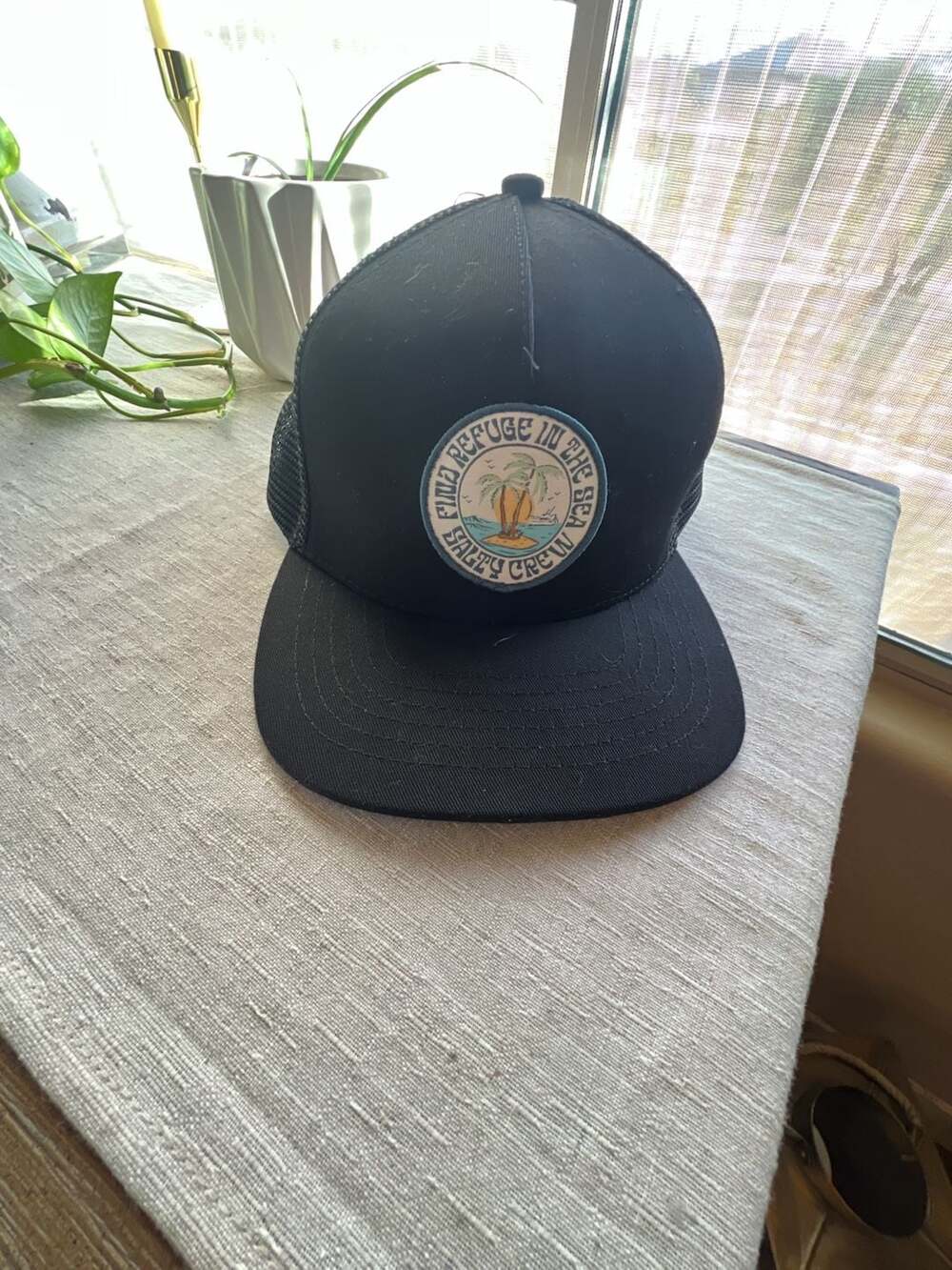 Salty Crew Dos Palms Black Trucker Snapback Hat